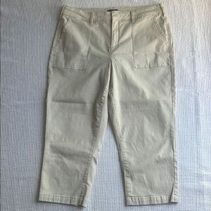 NYDJ Khaki Natural Utility High Waist Crop Pants sz 14
